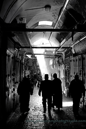 Priests Move Through the Christian Quarter of the Old City of Jerusalem